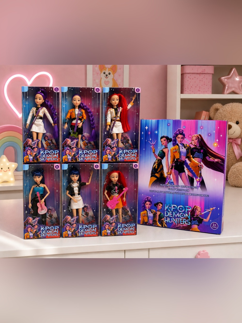 KPOP Demon Hunters Set – 6 Dolls | Rumi, Mari & Zoey | 2 of Each Singing Dolls.